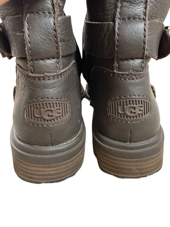 UGG Tall Dark Brown Riding Boots with Buckle Detail - Picture 6 of 11